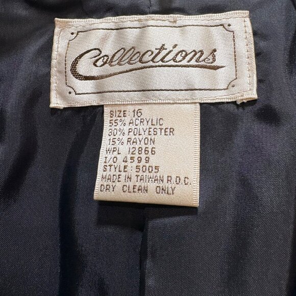 Vintage Womens Black Red Plaid Blazer Size 16 Collections Dark Academia Preppy - Picture 3 of 7